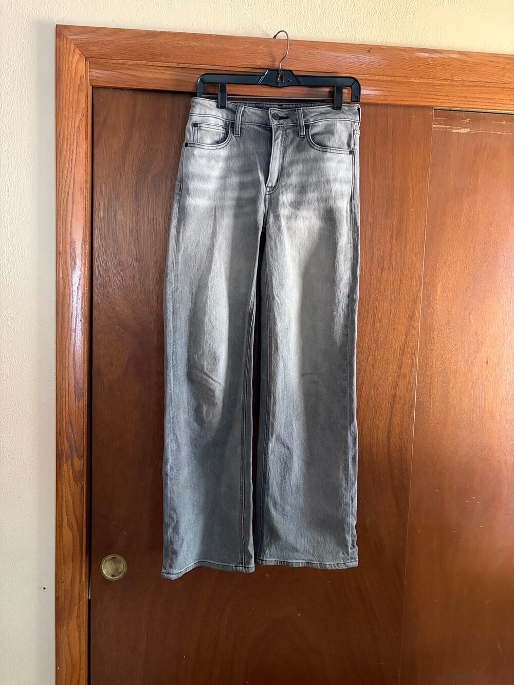 Quince Wide Leg Jeans Gray Wash High Rise Women's Size 27 Stretch Denim